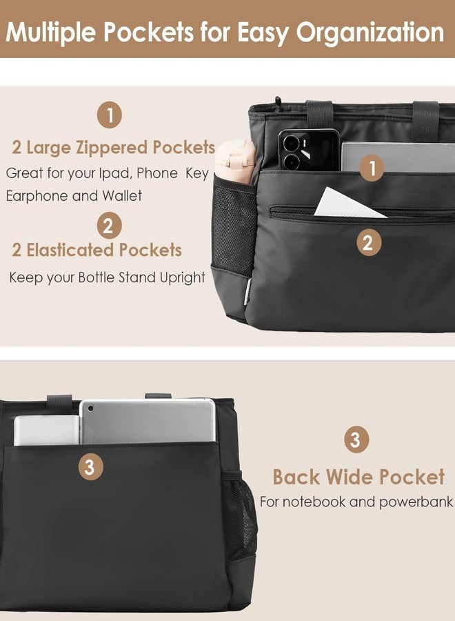 GLENKEY Insulated Lunch Box Lunch Bag Tote - Large Leakproof Cooler Bags for Women - Soft Lunchbox for Adults Work Shift Picnic Travel Black 10L - Image 3